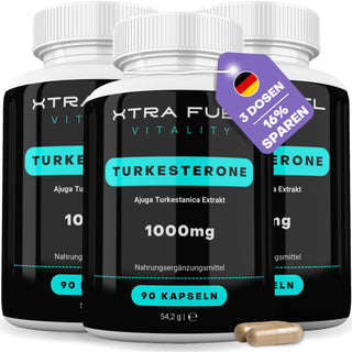 Turkesterone Kapseln turkesteron XTRA FUEL 3x Dosen (270x Kapseln Turkesteron)  